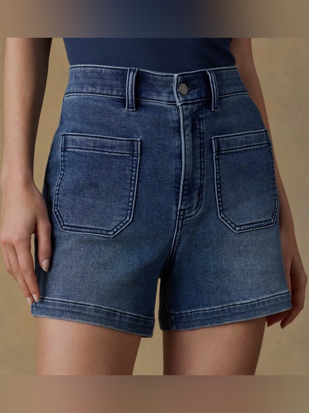 Faherty Stretch Terry Patch Pocket Shorts Blue Size 25